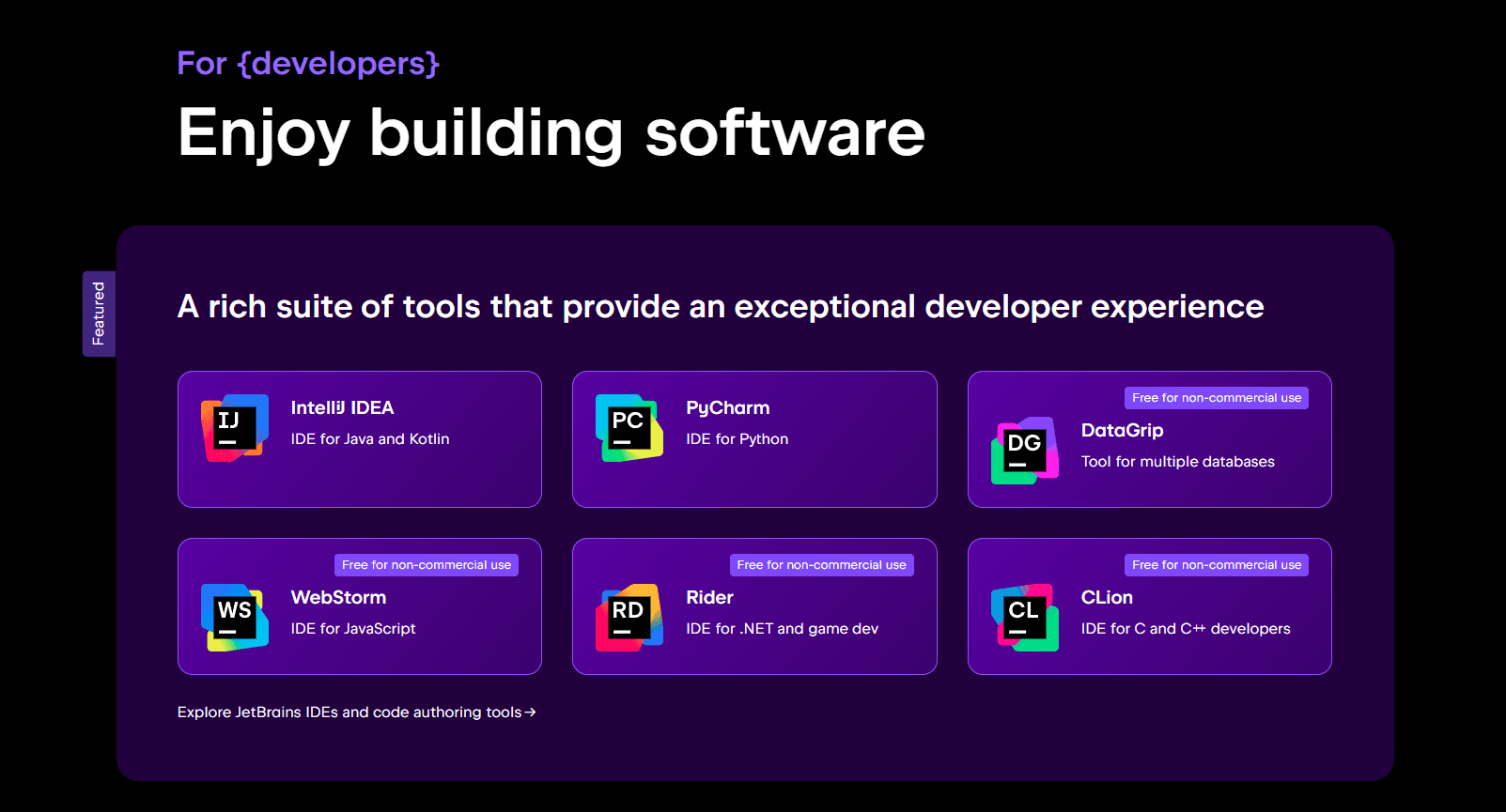A Featured IDE that Jetbrains present